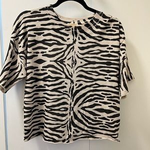 Nation LTD LA 100% Cotton Tiger Stripe Shirt. Made in Peru size XS